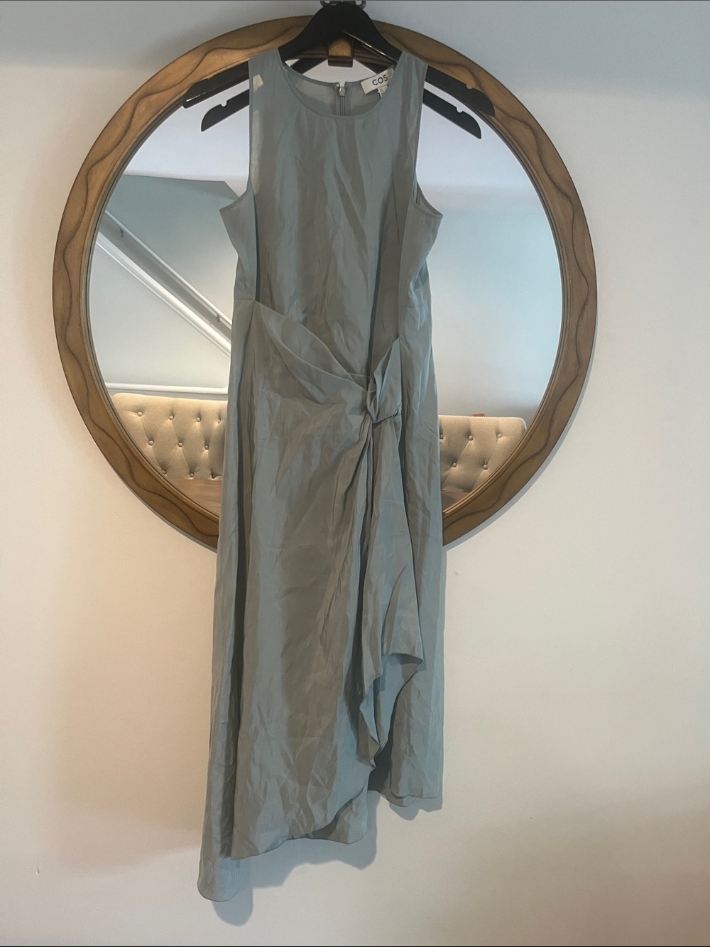 COS Sleeveless Draped Midi Dress in Pale Gray-Blue